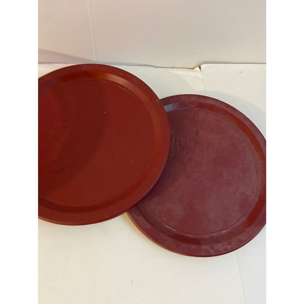2 Vision Corningware bowls lid amber cranberry‎